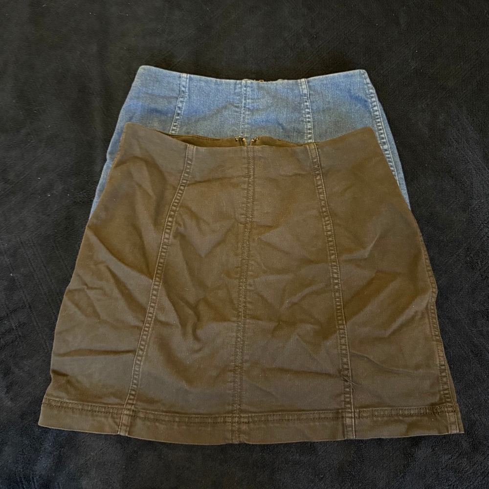 Free People Modern Femme Denim Mini Skirt Bundle Blue Black Size‎ 10
